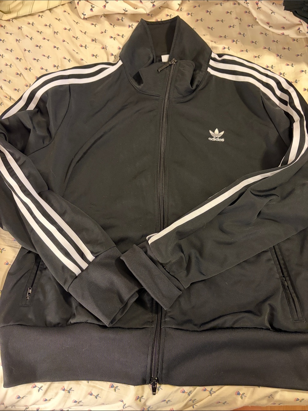 adidas Black Track Jacket with White Three-Stripes